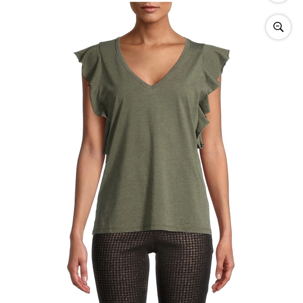 ☘️ Time and Tru Women's Ruffle Sleeve Tank